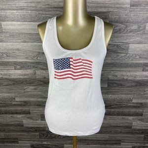 NEWYORK & COMPANY American Flag White Sleeveless Tank top Women's Size Large